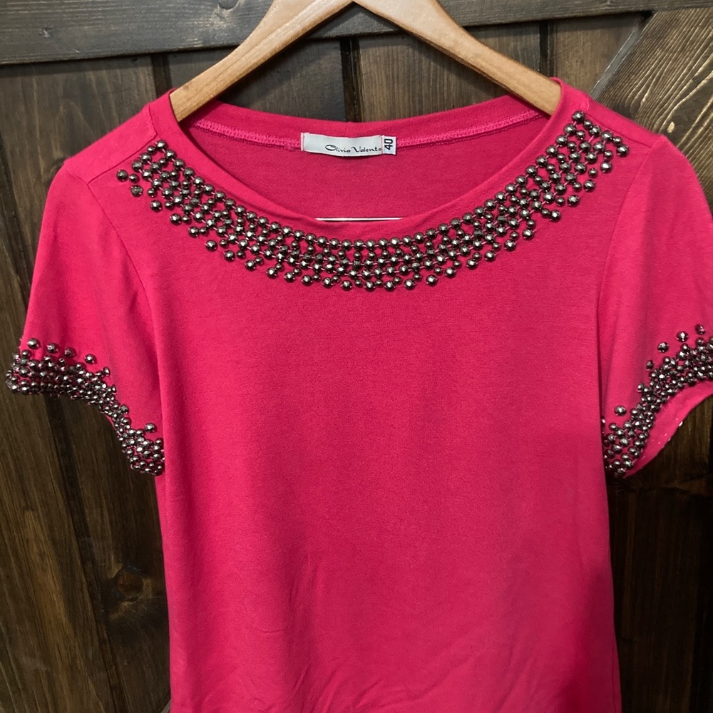 Brazilian pink top, metal embellishments; size M (BR 40)